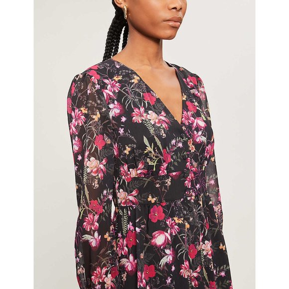 TED BAKER ADRIELA Fern Forest Deep V MIDI Dress - Picture 4 of 8